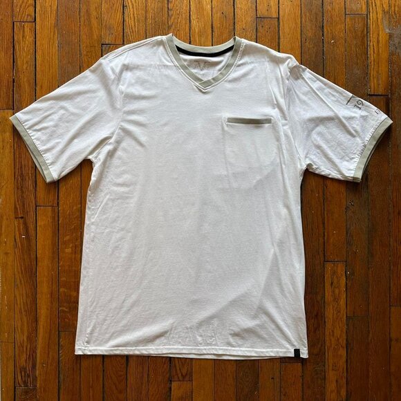 Versace V 1969 Italia Pocket T‎ Shirt Men 2XL White Gray Short V Neck Designer - Picture 1 of 5